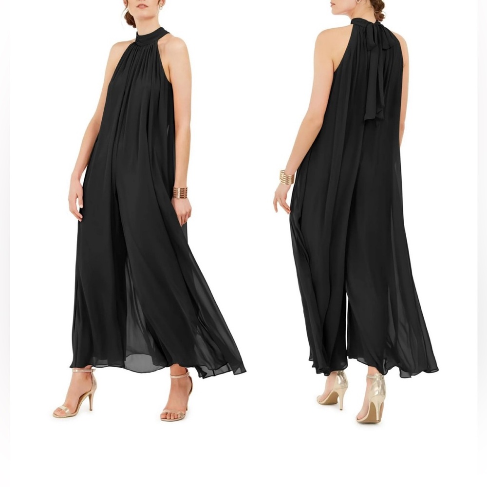 MSK Black Chiffon Halter Jumpsuit - Size S